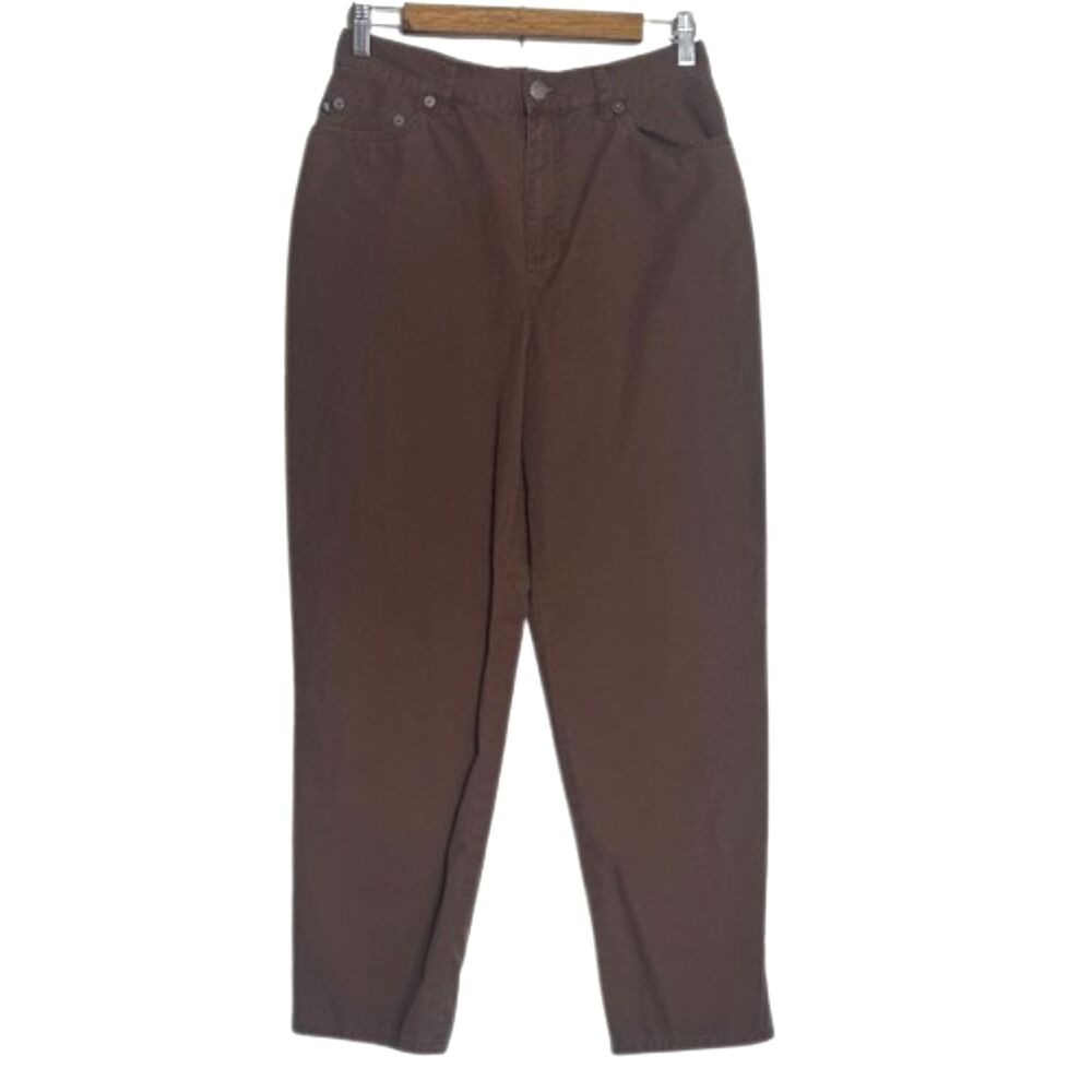 Lauren Ralph Lauren High Waist Casual Pants Womens 10 Petite Chocolate Brown 90s